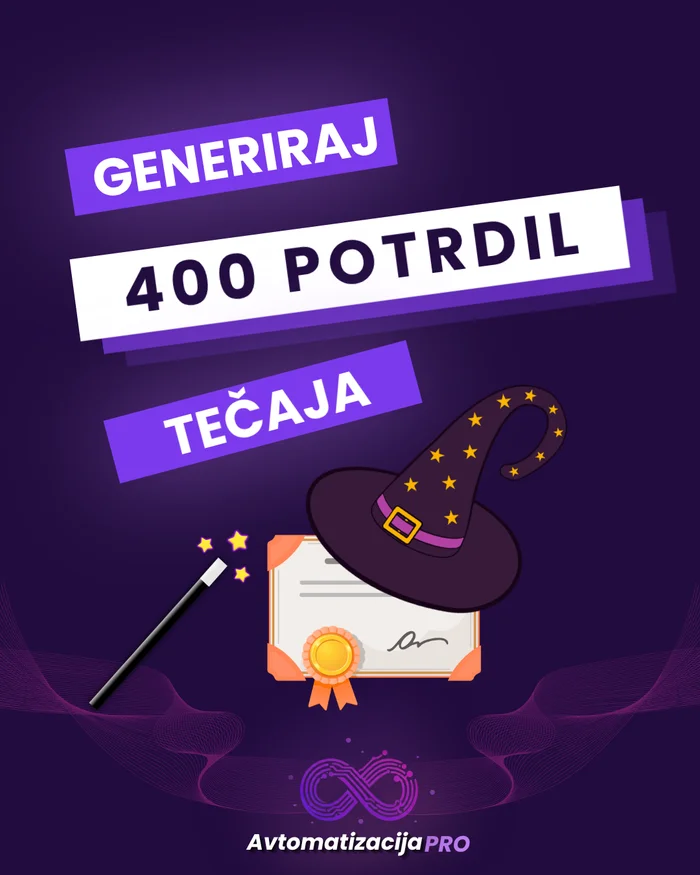 Generator potrdil o udeležbi za tečaje